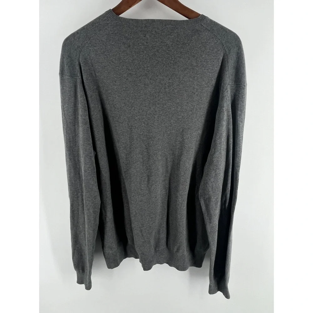 Polo Ralph Lauren Mens XL Grey 100% Pima Cotton V-Neck Sweater Pony Logo Classic